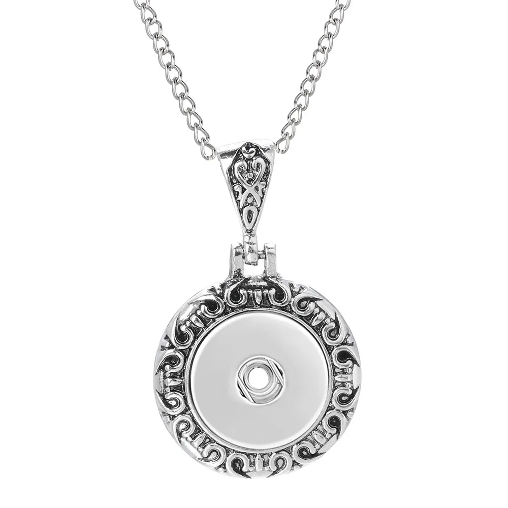 Picture: Vintage Round 18mm Metal Xinnver Snap Necklace & Pendant Sterling Jewelry with Bead Chain Statement Woman  DIY Jewelry ZG037