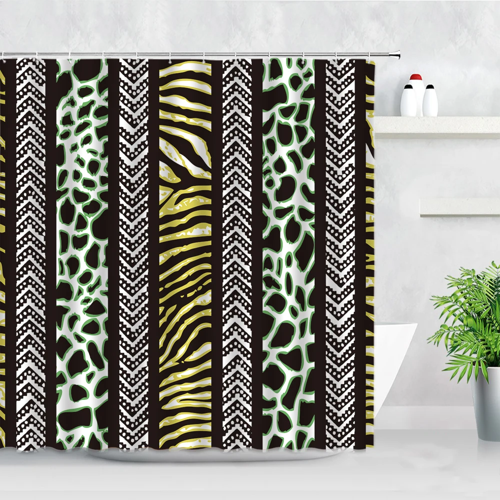 Fashion Art Bathroom Shower Curtain Red Zebra Leopard Print Stripe Modern Home Decor Waterproof Polyester Fabric Bath Curtains