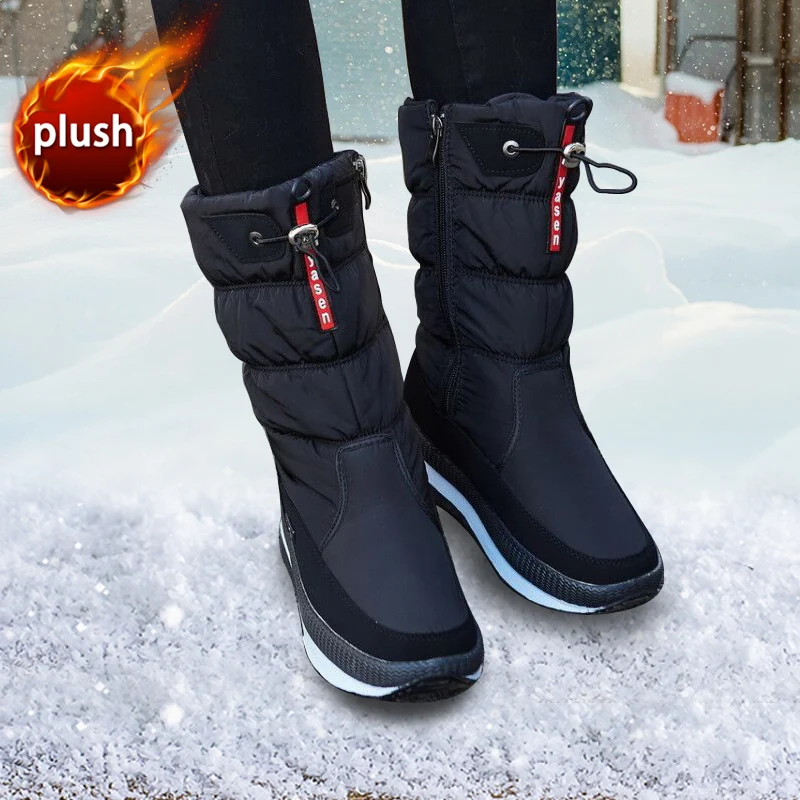 Women snow boots  platform winter boots thick plush waterproof non-slip boots  fashion women winter shoes  warm fur  botas mujer