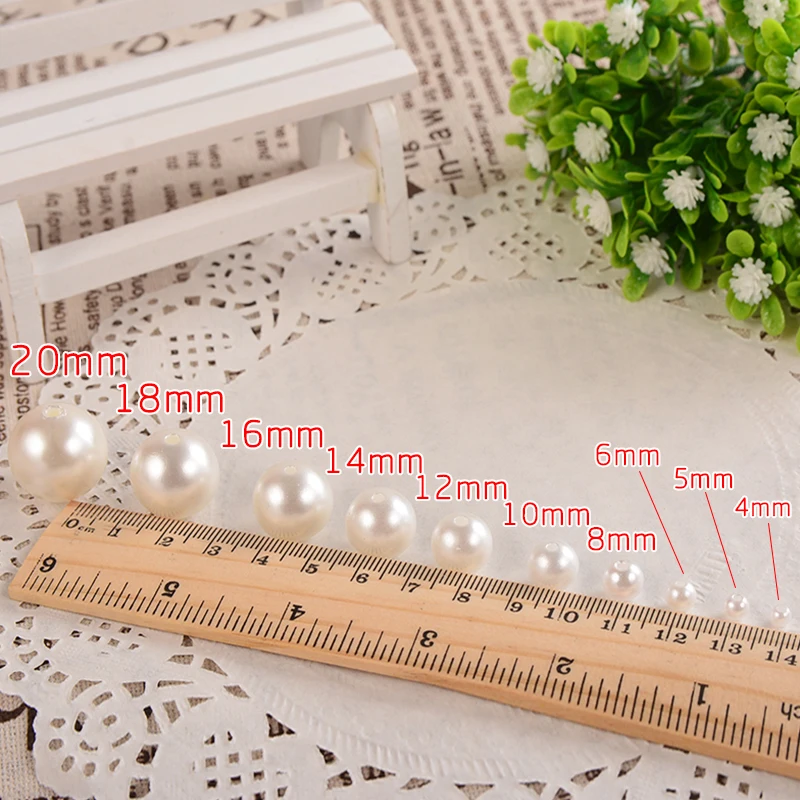 Mix Size 4/5/6/8/10/12mm Beads with Hole White Ivory Pearls Round Acrylic Imitation Pearl Diy for Jewelry Making Nail Art 10g