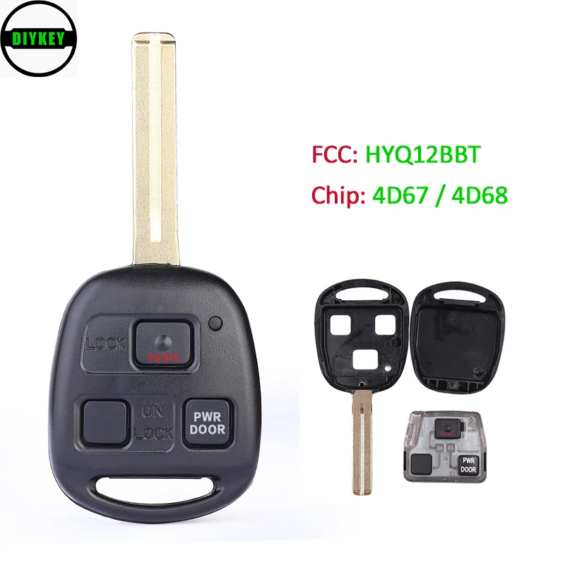 DIYKEY Remote Car Key 3 Buttons 314.4MHz 4D67 / 4D68 Chip for Lexus ES330 RX330 RX350 RX400H 2004 2005 2006 2007 2008 HYQ12BBT