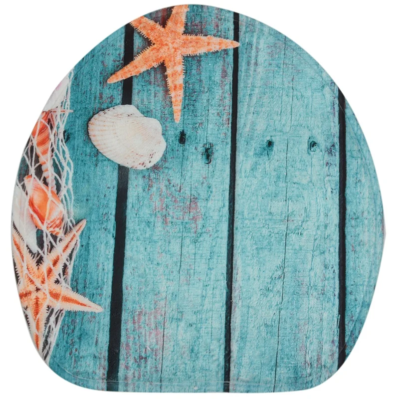 Hot Sale Beach Seashells Starfish Sand Bath Mat Holidays Summer Bathroom Carpet Rug Non-Slip 3 Piece Toilet Mat Set Starfish F