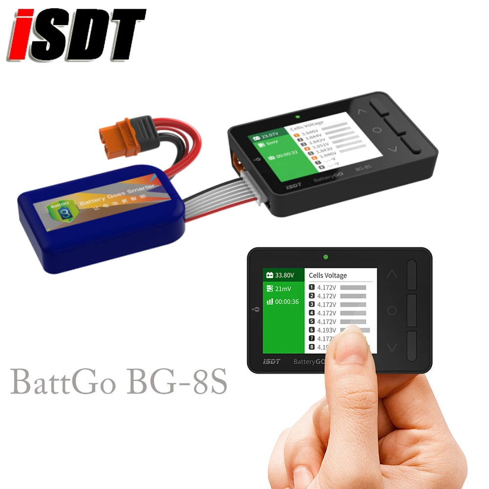 Isdt battgo BG-8S-インテリジェントlcdディスプレイ,容量チェッカーバランサー,lihv lipo life nimh nicd用レシーバー信号テスター,1個