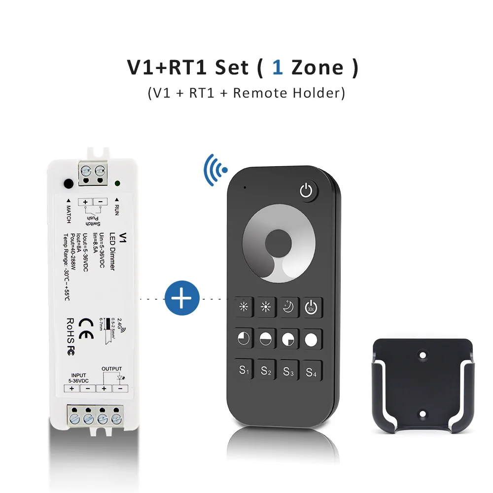 Led Dimmer Rf 12V 24V 36V 5V 1 Tot 8 Zone 2.4G Draadloze Touch Afstandsbediening Dimmer Schakelaar Voor Enkele Kleur Ledstrip Licht