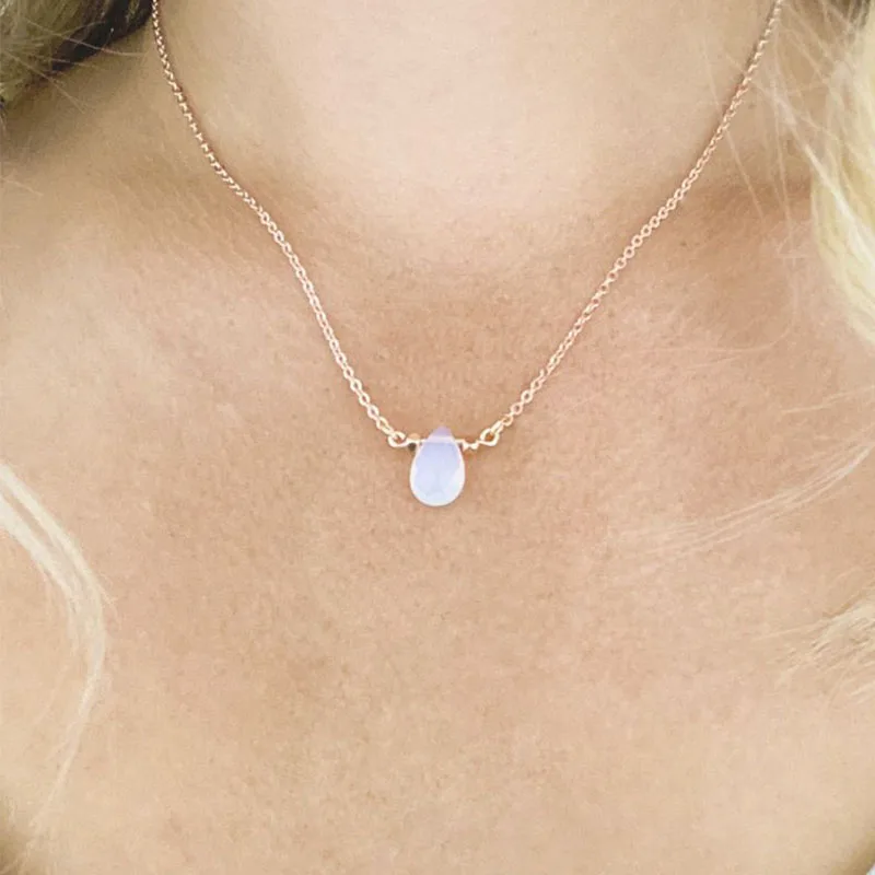 Opalite necklace, moonstone style necklace, Opal necklace, gemstone drop necklace