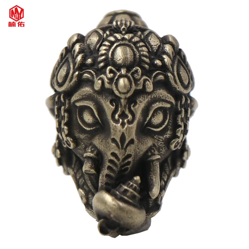 

1PC EDC Paracord Beads Elephant Head Fortuna Ganesha Retro Brass White Copper Umbrella Rope Cord Lanyard Pendants Knife Beads