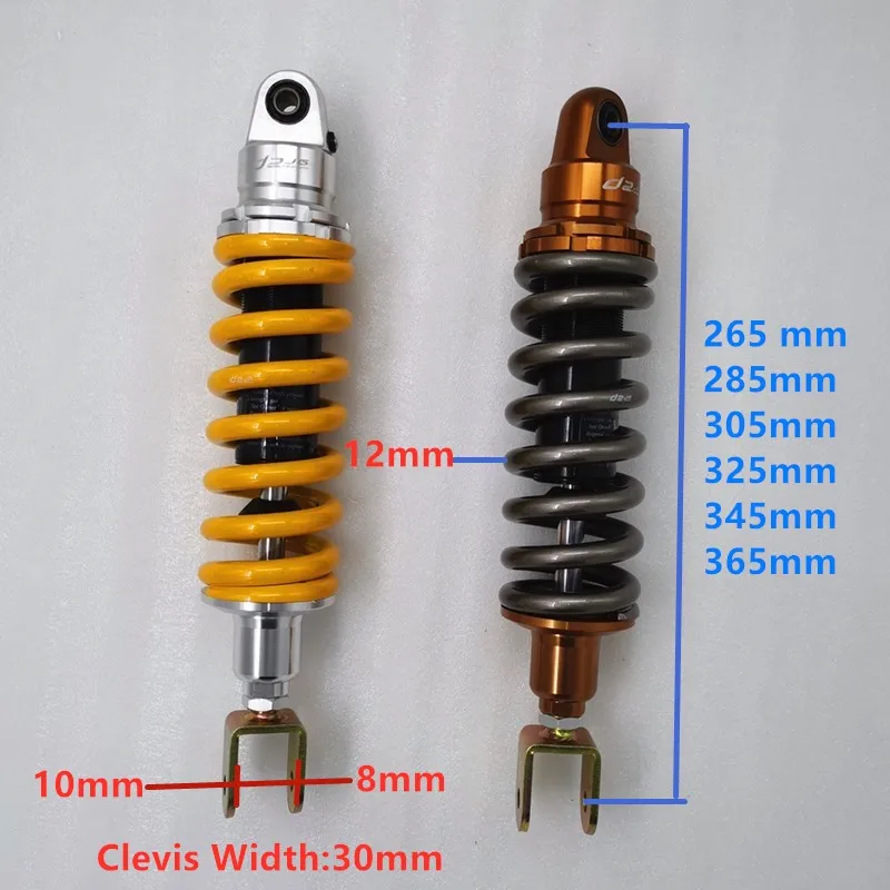 12mm spring 265mm/285mm/305mm/325mm/345mm/365mm Fork 30mm Motorcycle Shock Absorber for Honda Yamaha Suzuki Kawasaki ATV