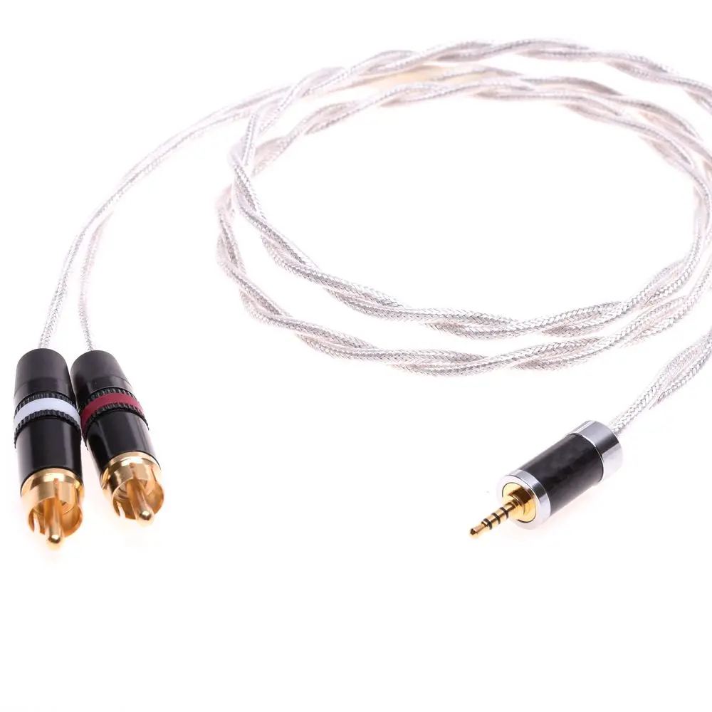 2.5mm TRRS-듀얼 RCA 남성 밸런스 오디오 케이블 실버 도금 실드 케이블 Astell & Kern AK240 AK380 DP-X1FIIO 호환
