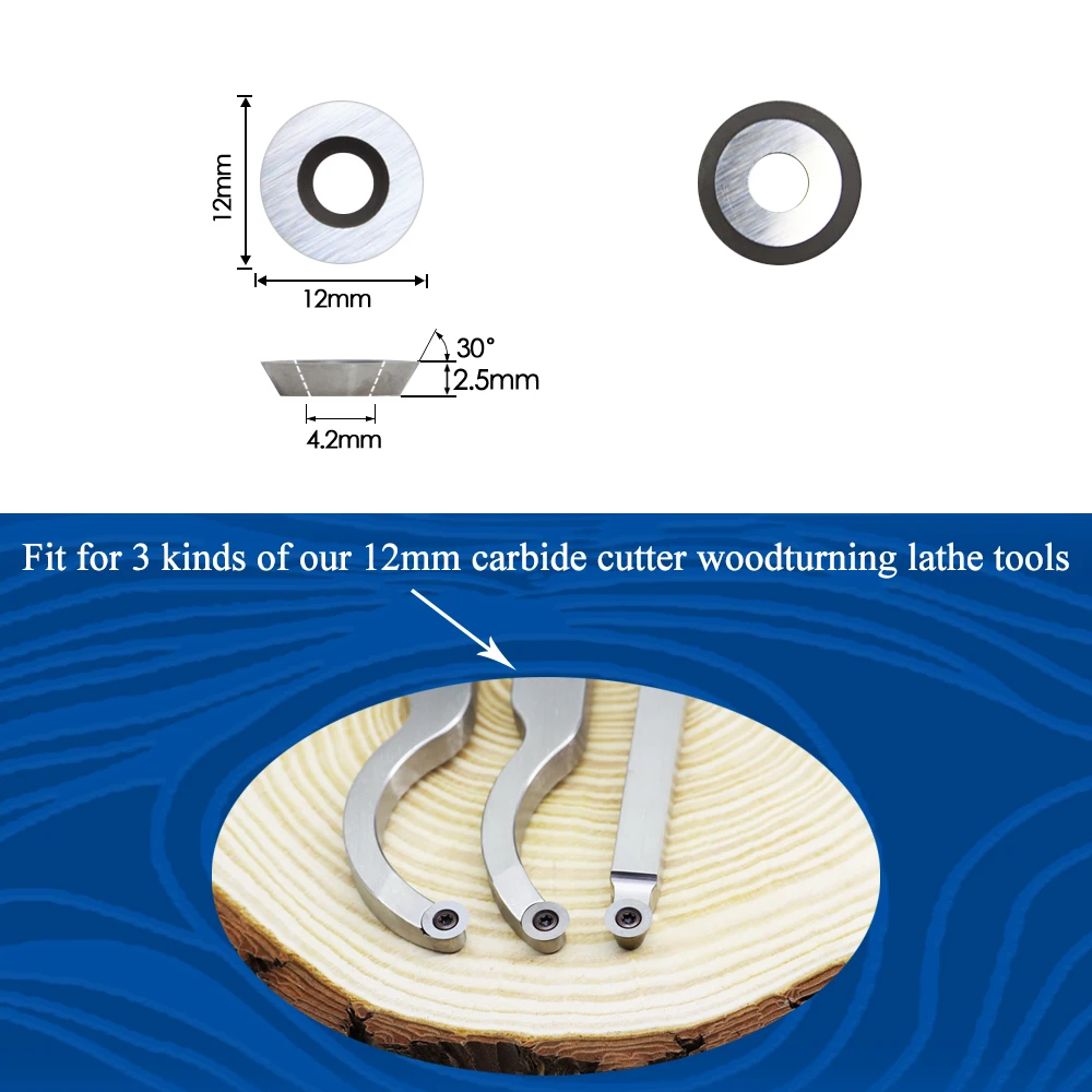 Inserti in metallo duro taglierine coltelli Ci3 rotondo 12x2.5mm di ricambio adatto per tornio fai da te tornio per legno finitore strumento