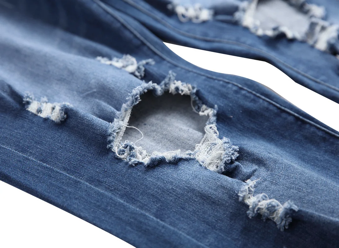 Men Ripped Jeans Slim Spring Hole 2020 Men's Fashion Skinny Jeans for Men Hiphop Trousers Long Pencil Pants Clothes Clothing