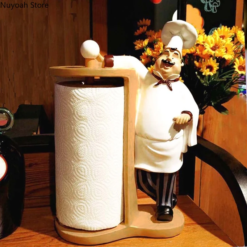 Resin Kitchen Paper Towel Holder Creative Household Paper Roll Holder Vertical Chef Paper Towel Holder Toilet Paper Towel Tube