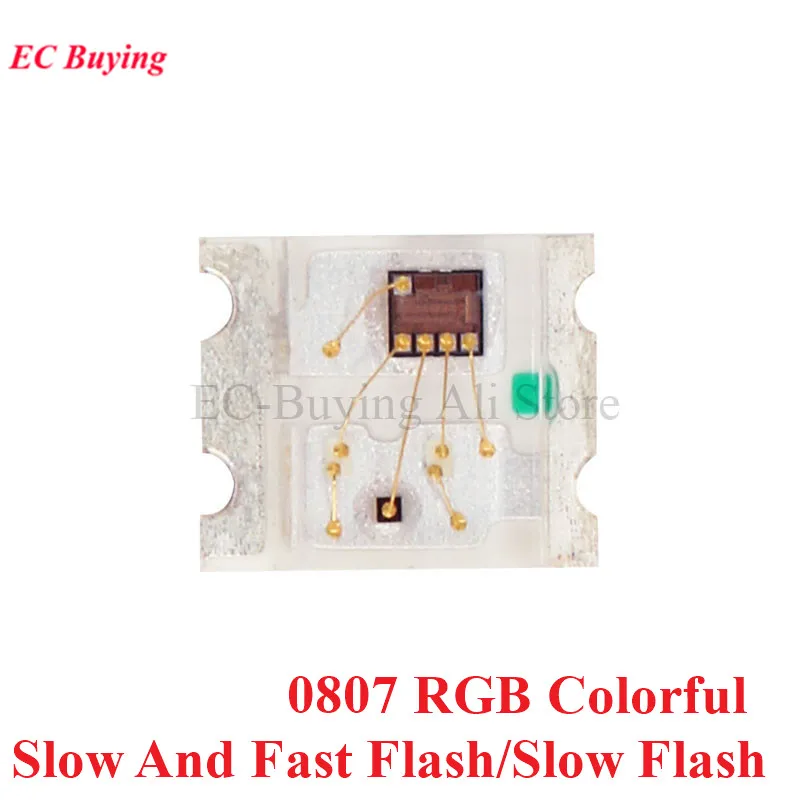 100Pcs/5pcs Flashing LED SMD Diode 0805 RGB Diodo flash Alto Brilho Diod 0807 RGB Flash LED Color Fast Flash Slow Flash