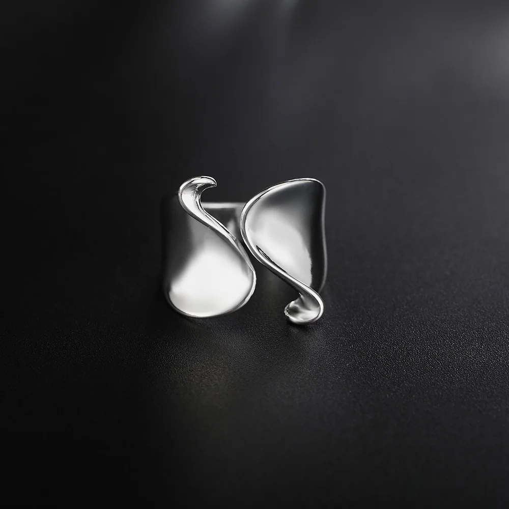 925 Sterling Silver Ring Simple Open Ring For Woman Charm Jewelry Engagement Gift LR076