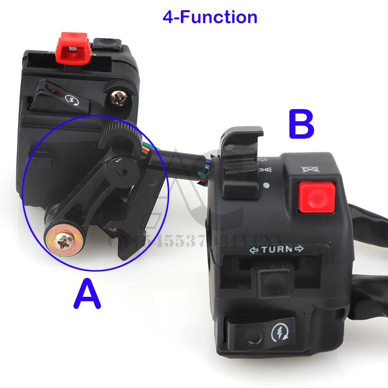 

Motorcycle handlebar switch assembly 4-function left turn signal horn start choke starter switch for 7/8" 22mm ATV/quad bike