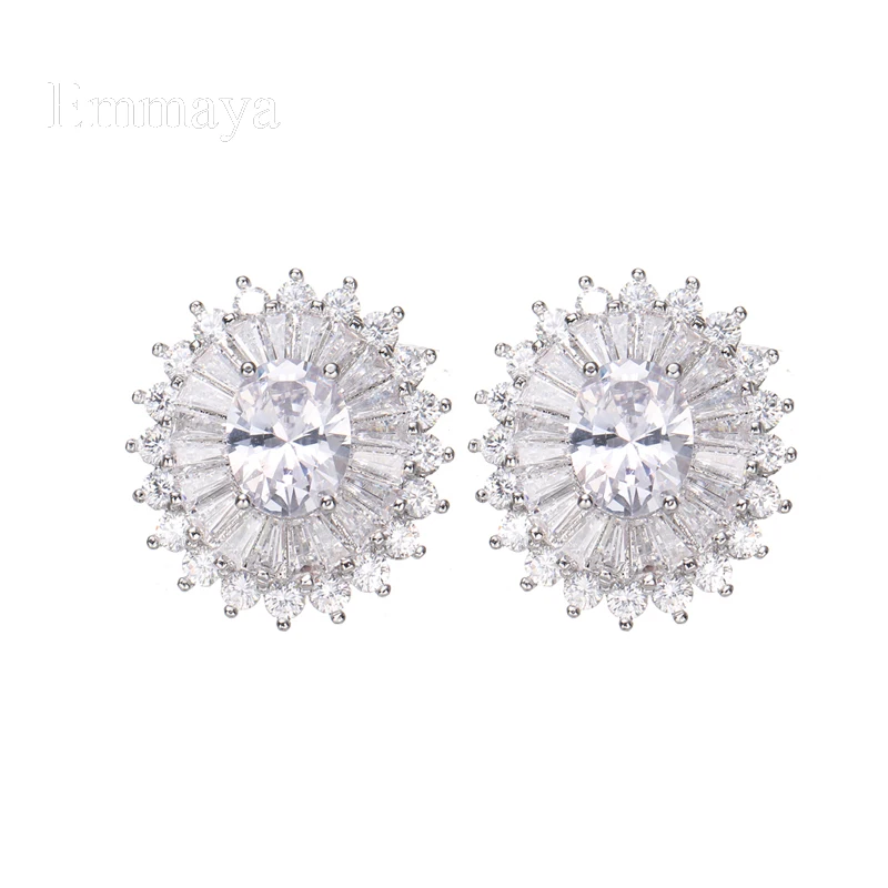 Emmaya New Fashion Cute Sunflower Appearance Noble Earring With AAA Zirconia Delicate Jewelry Women&Girls Charming Choice Gift