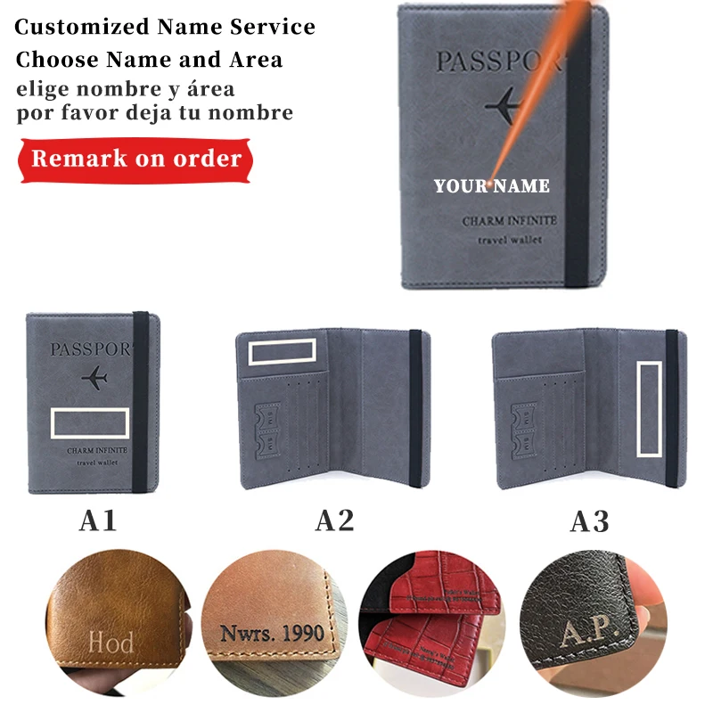 Men's Business Bank Card Holder Case Women Credit ID Document Cardholder Customized Free Engraved Passport Cover Travel Wallet