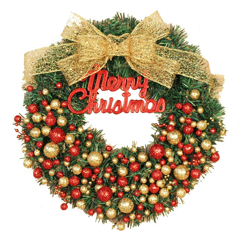 30cm/40cm Merry Christmas Wreath Gold Hanging Front Door Wall Xmas Garland Home Ornament Naviidad  Decorations Tree Wreath