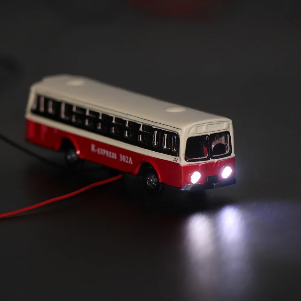 Evemodel 4pcs N scale 1:160 Model Buses Lighted Diecast Model Bus Alloy Building Layout EBS15002