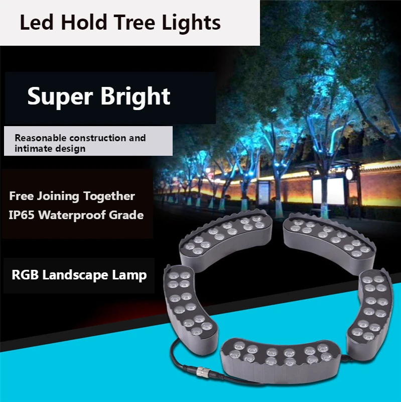 Imagem -02 - Jardim Luz Anel Paisagem Árvore Lâmpada ao ar Livre Ip65 Impermeável Colorido Parque Árvore Luz Spotlight para Árvores Pilares 12w Dc24v Led