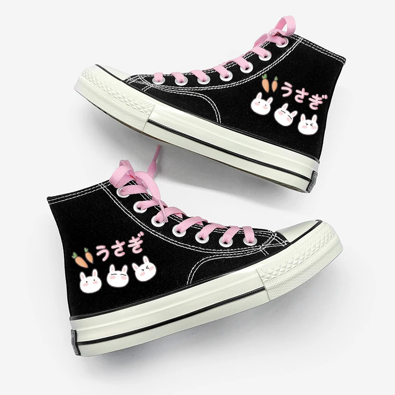 Amy and Michael 2021Spring Lovely Young Students Canvas Shoes Cartoon Anime Girls Vulcanized Shoes Women Casual Lace Up Sneakers