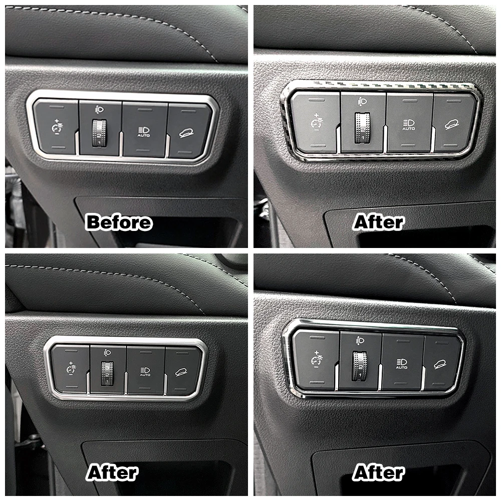 For Haval F7 F7X 2018-2021 Head Lights Lamp Switch Button Decoration Cover Trim Stainless Steel Headlight Frame Decorative