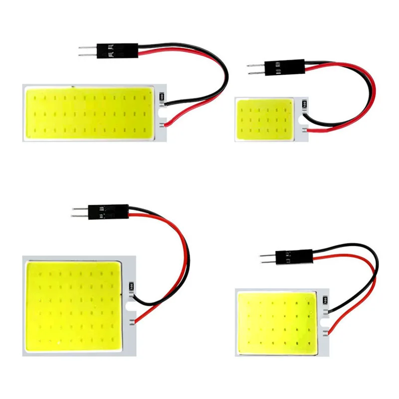 1pcs w5w Led Panel Dome Reading Map Lamp COB Car Interior Lighting Auto Bulb Festoon 31mm 36mm 39mm 41mm T10 168 194 Adapter