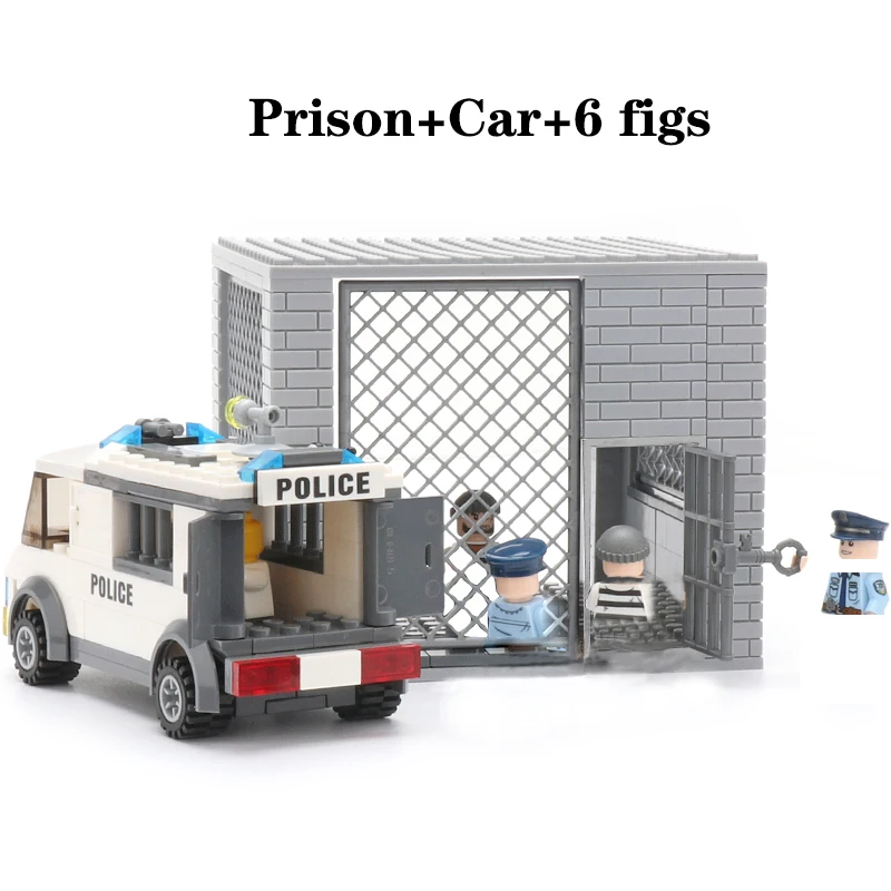 City Police Prison Gangster Thief Prisoner Patrol Car Model Building Block Figures Accessories SWAT Military Weapons Bricks Toys