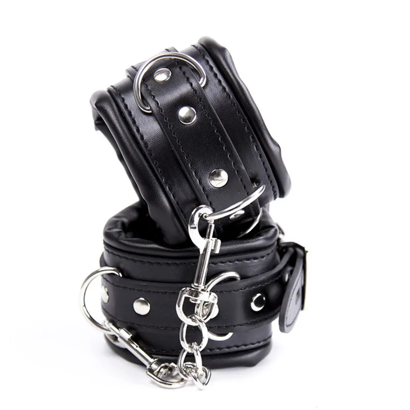 High Quality Soft Leather Sponge Metal Chain Handcuff Ankle Cuff BDSM Bondage Sex Toy Restraints Sex Bondage Women Exotic Linger