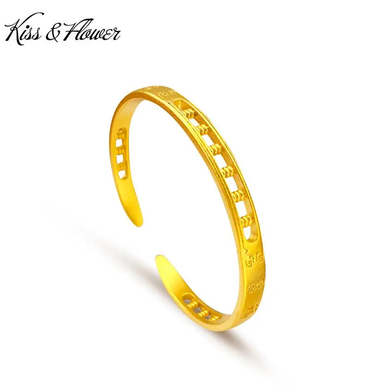 

KISS&FLOWER BR54 2022 Fine Jewelry Wholesale Fashion Woman Girl Birthday Wedding Gift Abacus 24KT Gold Exquisite Bracelet Bangle