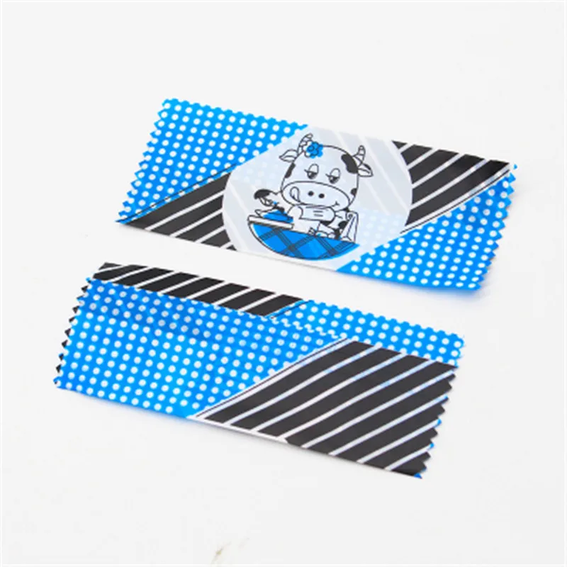 200Pcs/lot Candy Bag Cartoon Blue Dairy Cow Pattern DIY Homemade Nougat Wrapping Sugar Wedding Party Gift Plastic Pack Lot Bag