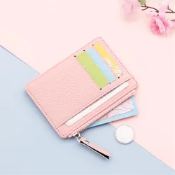 Slim Wallet Purse PU Leather Women Men Card Holder Unisex Zipper Business Card Case Credit Mini Bank Cards Holder Gift Wallet