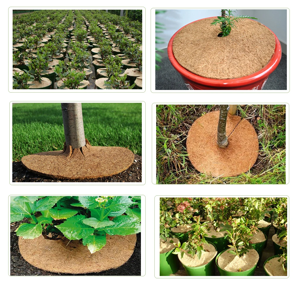 5szt Coconut Shell Fiber Plant Anti-weed Mat Potted Soil Moisturizing Covering Film Tree Trunk Protector 25/30/35/40/45cm Rozmiar