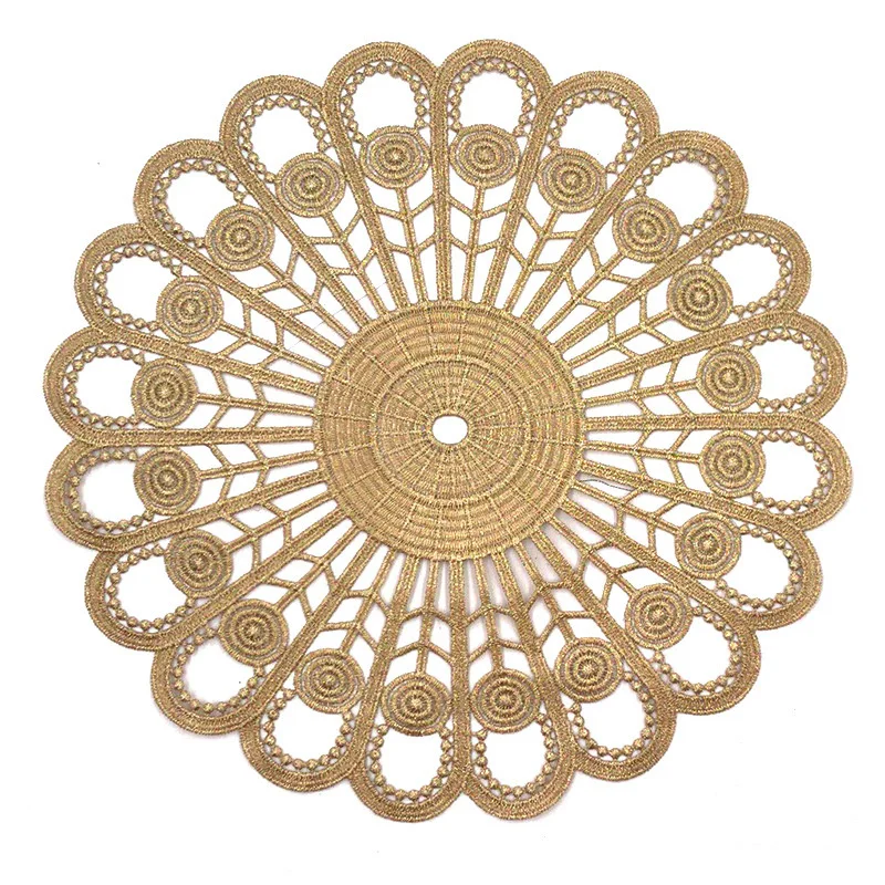 1Pcs  26-28cm Lace Fabric Embroidery Water-Soluble Flower Table Cloth Round Shape Hollow Coffee Cloth Accessories Suppliers