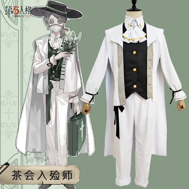 

Aesop Carl tea party cos Identity V anime man cosplay uniform costume set Coat + vest + pants + bow tie + hat + necklace