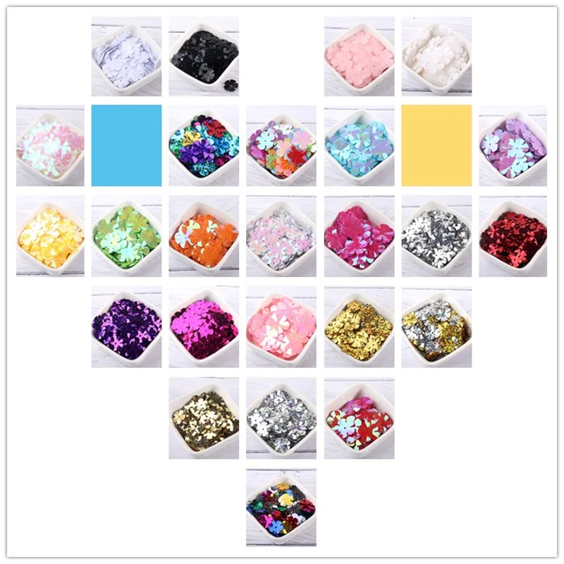 10g/Bag 14mm/20mm White Five Petals Flowers Sequins PVC Paillettes Sewing Wedding Craft Lentejuelas Garments DIY Accessories