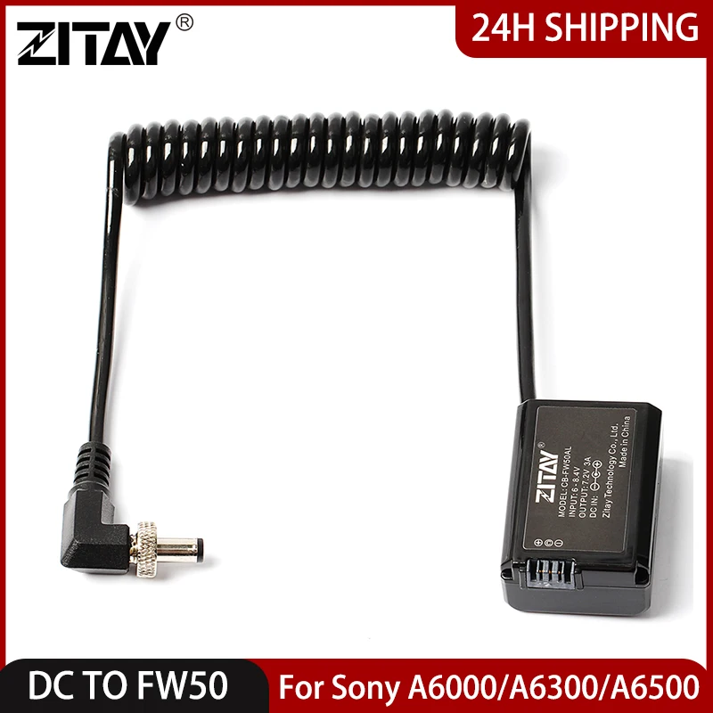 ZITAY DC TO NP-FW50 Dummy Battery for Sony  A6000 A6300 A6500 A7S A7S2 A7M A7M2 A72 A7 A7II A7RII A7SII Camera Led Power Adapter