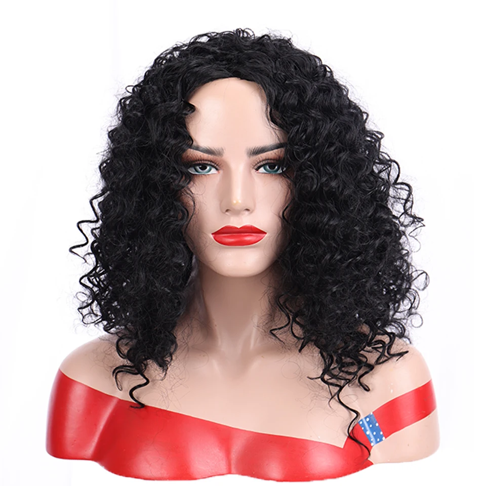 SHANGKE Short Synthetic Wigs Ombre Brown Afro Kinky Curly Wigs For Black Women High Temperature Hair