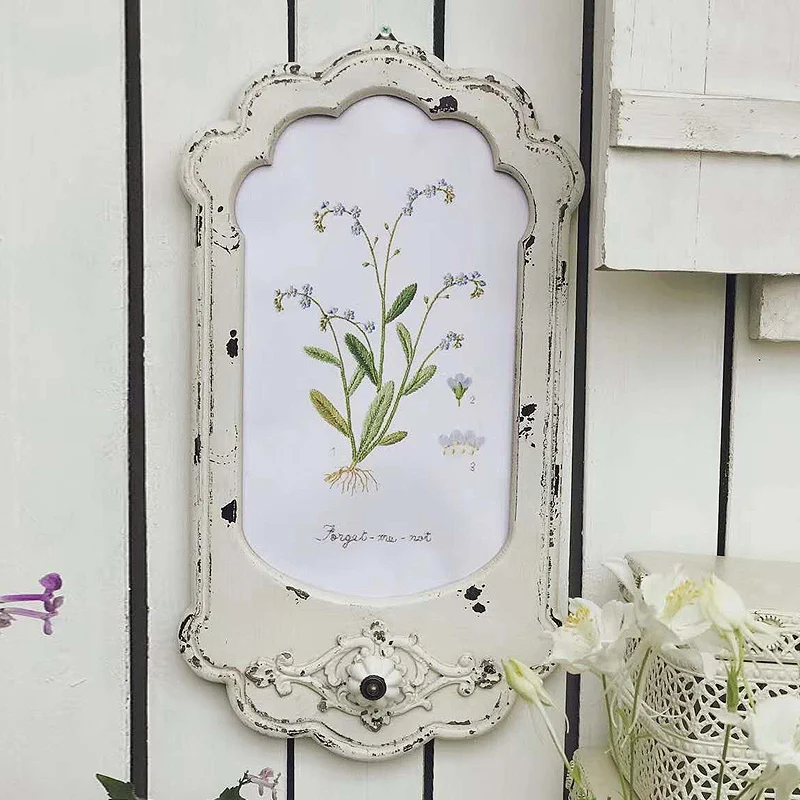 hand carving shabby chic retro wooden wall decor picture photo frame with a knob