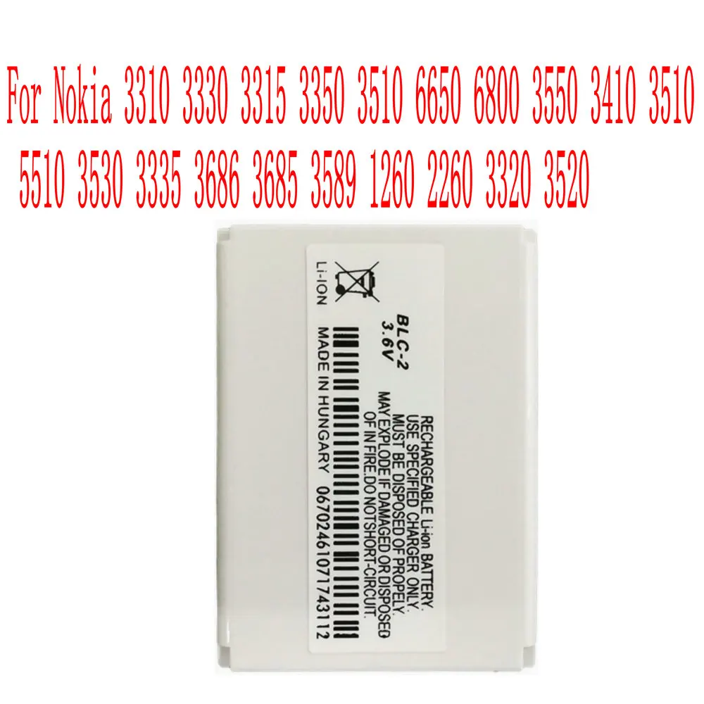 High Quality 800mAh BLC-2 Battery For Nokia 3310 3330 3315 3350 3510 6650 6800 3550 3410 3510 5510 3530 3335 3686  Cell Phone