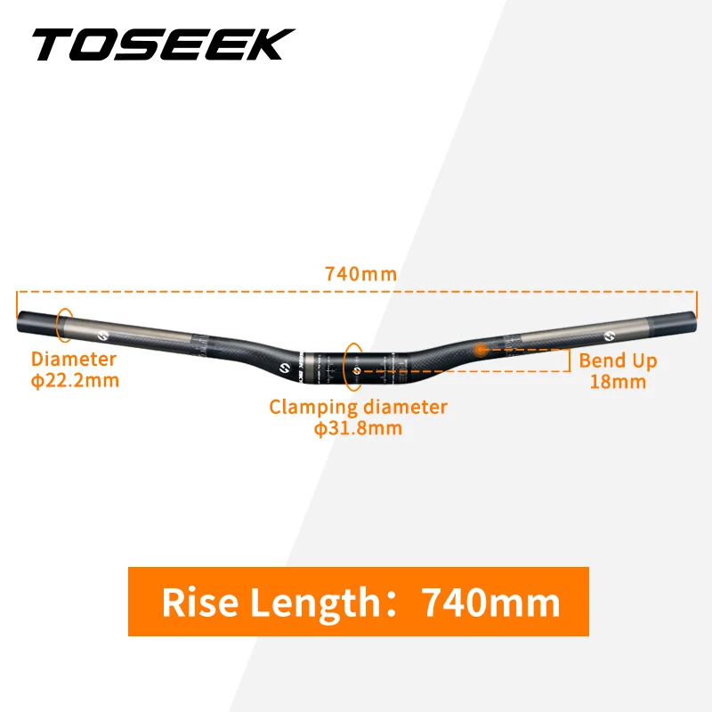 TOSEEK Carbon Lenker MTB Lenker Flache Oder Aufstieg Lenker 31.8*580/600/620/640/660/680/700/720/740/760mm Matte Bike Teile