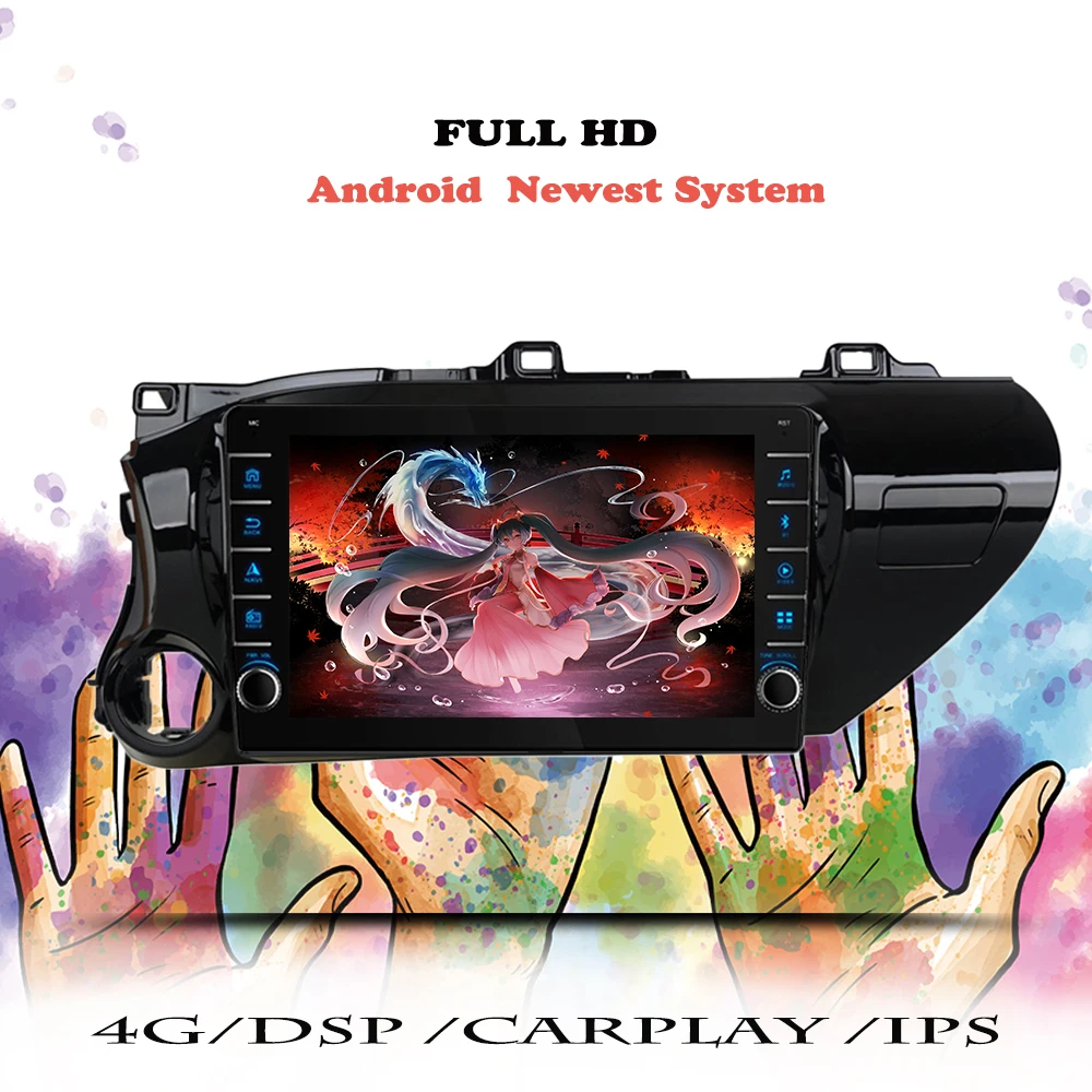 IPS Car Radio For Toyota Hilux 2016 2017 2018 2019 2020 2021 Android 14 GPS Navigation Multimedia Player Video 2din DVD Cassette