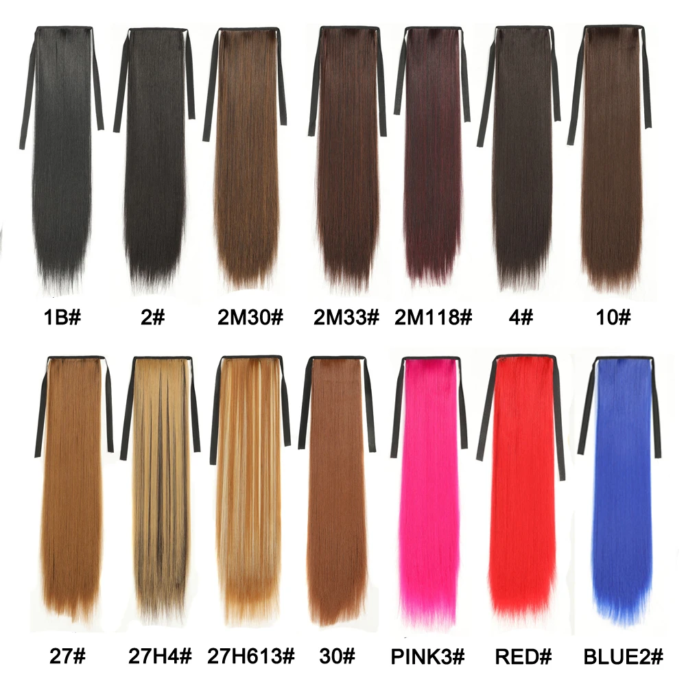 Straight Synthetic Ponytail Hair Extensions Clip In Hairpieces Colorful High Temperature Fiber Pony Tails Horsetail For Women