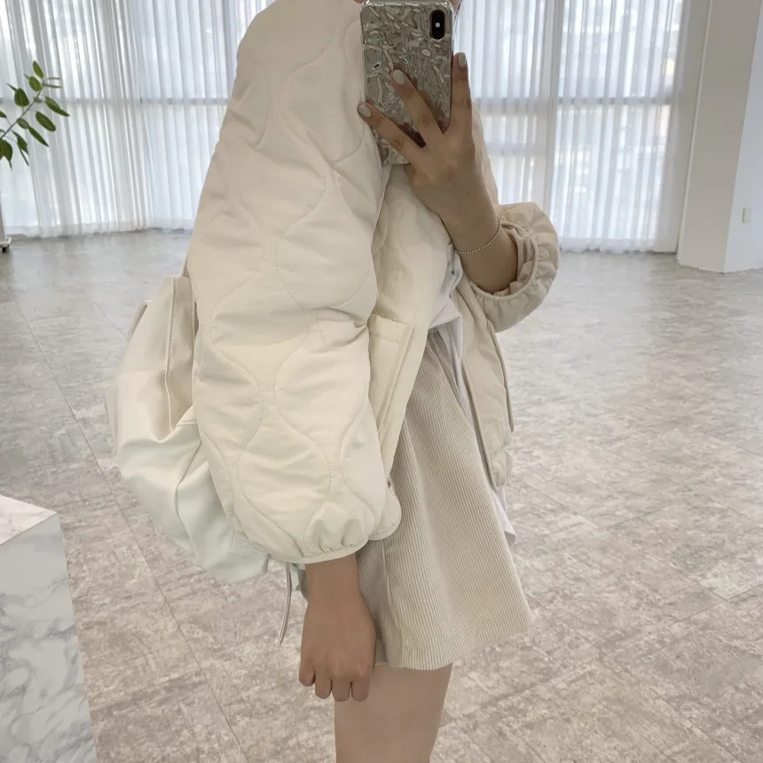 Alien Kitty Elegant Solid Short Jacket Women Korean Style 2021 New Autumn Winter Parkas Loose Casual V-neck Basic Coat Female