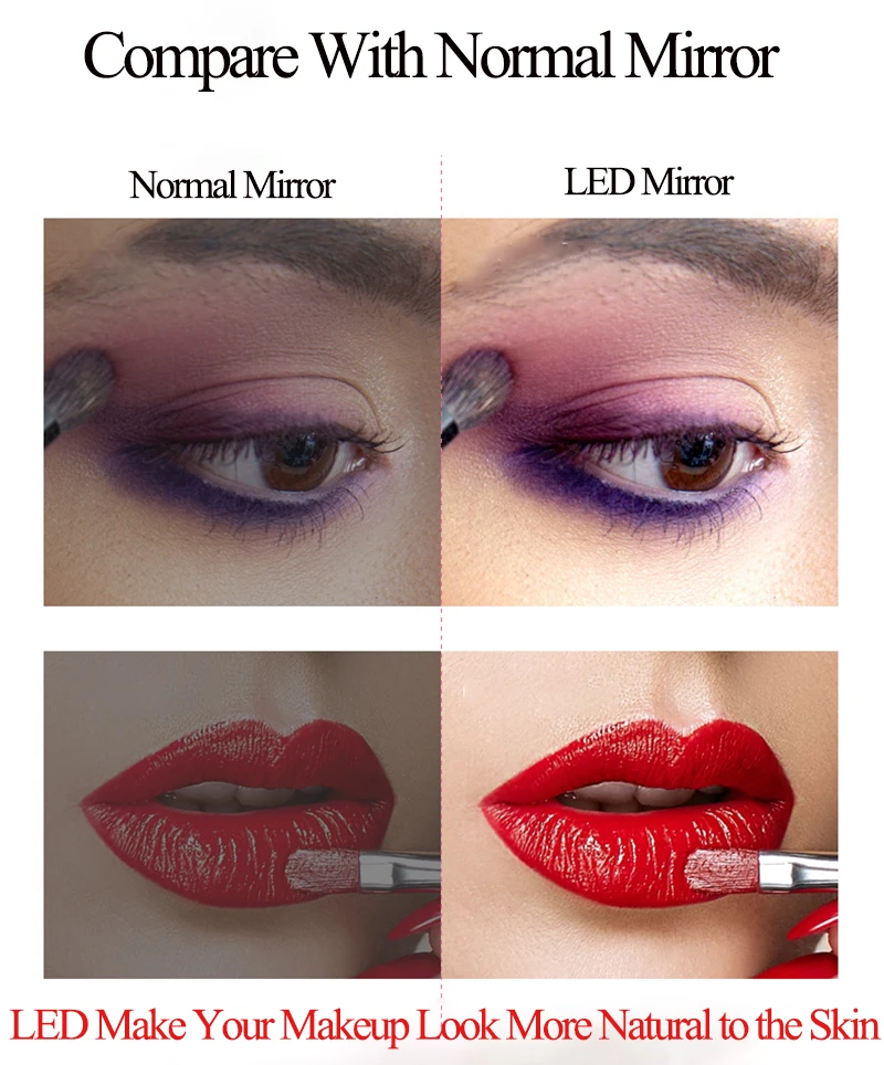 2000MAH Portable Makeup Mirror LED Vanity Mirror USB Recharge Adjustable Table Lamp Brightness Dimmable For Man Women Dressing