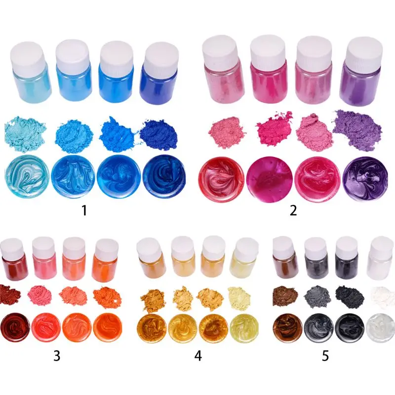 4 Pcs/set Mixed Color Resin Jewelry DIY Making Craft Glowing Powder Luminous Pigment Set Crystal Epoxy Material