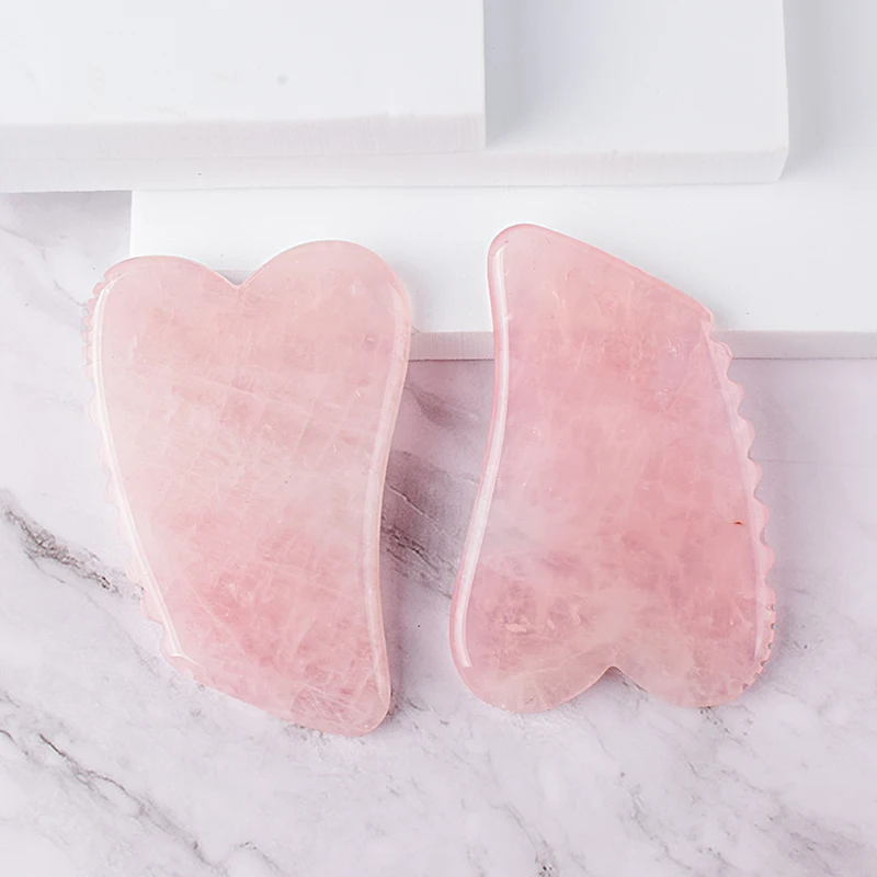 Original Rose Quartz Comb Sawtooth Gua Sha Tool Massage Head Health Care Body Face Natural Stone Crystal Scraping Board Massager