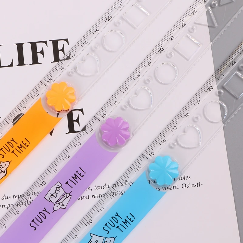20CB 30cm Korean Folding Ruler Plastic Drawing School Stationery Students Kids Gifts