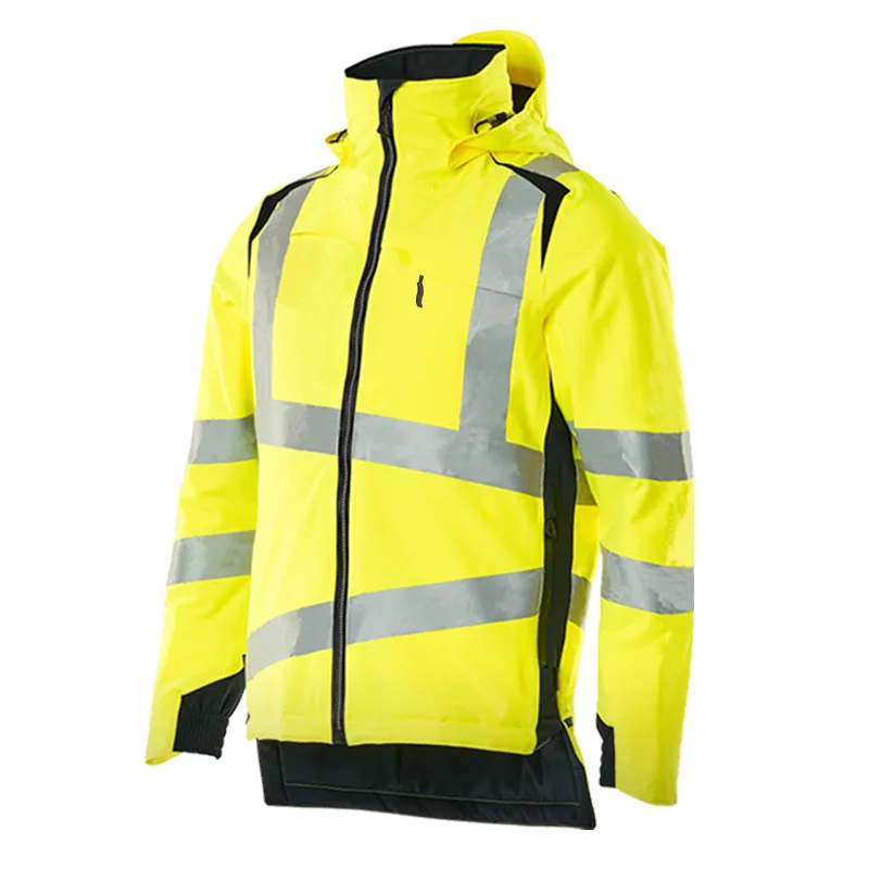 Winter Thick Reflective Hi Vis Jacket Cotton Padded Jacket Hooded Jacket Motorcycle Safety Work Jacket Wind Water-proof Coats4xl