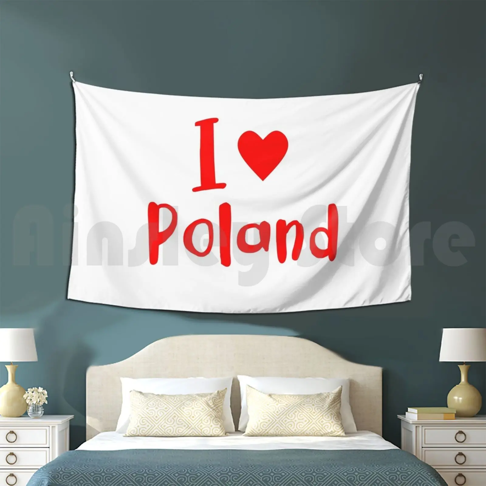 I Love Poland Tapestry Background Wall Hanging Poland Warsaw Polska Polish Heritage Flag Love Country Pride Europe