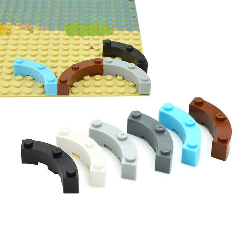 Assembles Particles Round Cones Brick 48092 Round Corner 4x4 Curved Brick With 3 Studs Building Blocks MOC Technical Part Toys